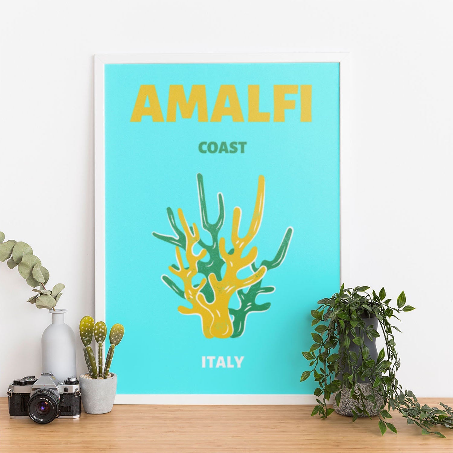 Wes Co Gallery Poster Amalfi Coast Italy Colorful Travel 12 x 16" Home Goods - Travel Illustrations Edge to edge Art Print