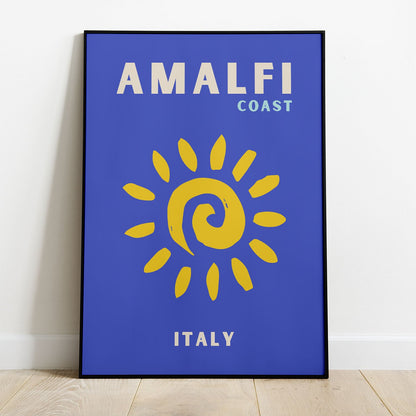 Wes Co Gallery Poster Amalfi Coast Sunny Italy Colorful Travel 8 x 10" Home Goods - Travel Illustrations Edge to edge Art Print