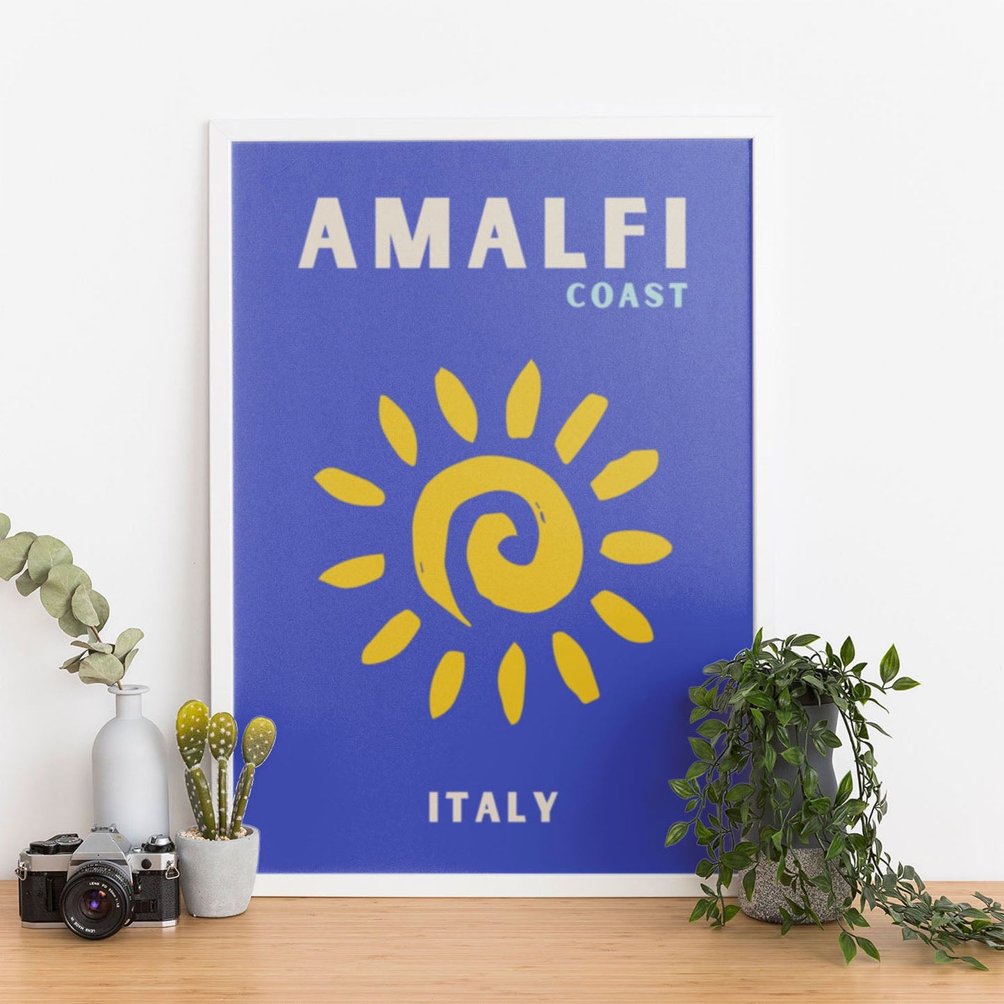 Wes Co Gallery Poster Amalfi Coast Sunny Italy Colorful Travel 12 x 16" Home Goods - Travel Illustrations Edge to edge Art Print