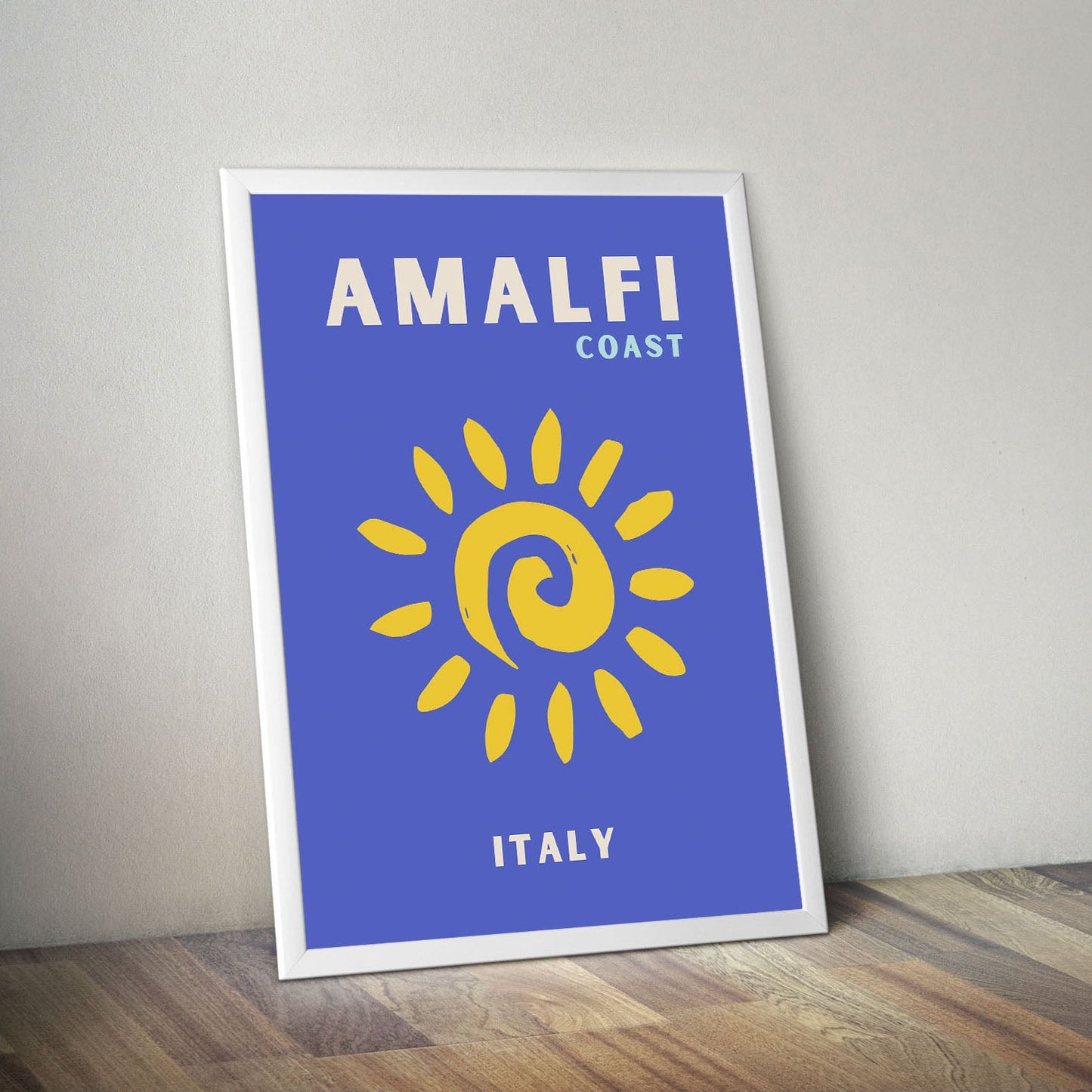 Wes Co Gallery Poster Amalfi Coast Sunny Italy Colorful Travel 16 x 20" Home Goods - Travel Illustrations Edge to edge Art Print