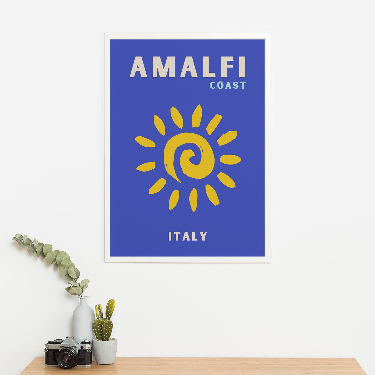 Wes Co Gallery Poster Amalfi Coast Sunny Italy Colorful Travel 16 x 20" Home Goods - Travel Illustrations Edge to edge Art Print