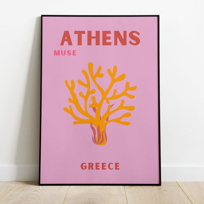 Wes Co Gallery Poster Athens Muse Greece Colorful Travel 8 x 10" Home Goods - Travel Illustrations Edge to edge Art Print