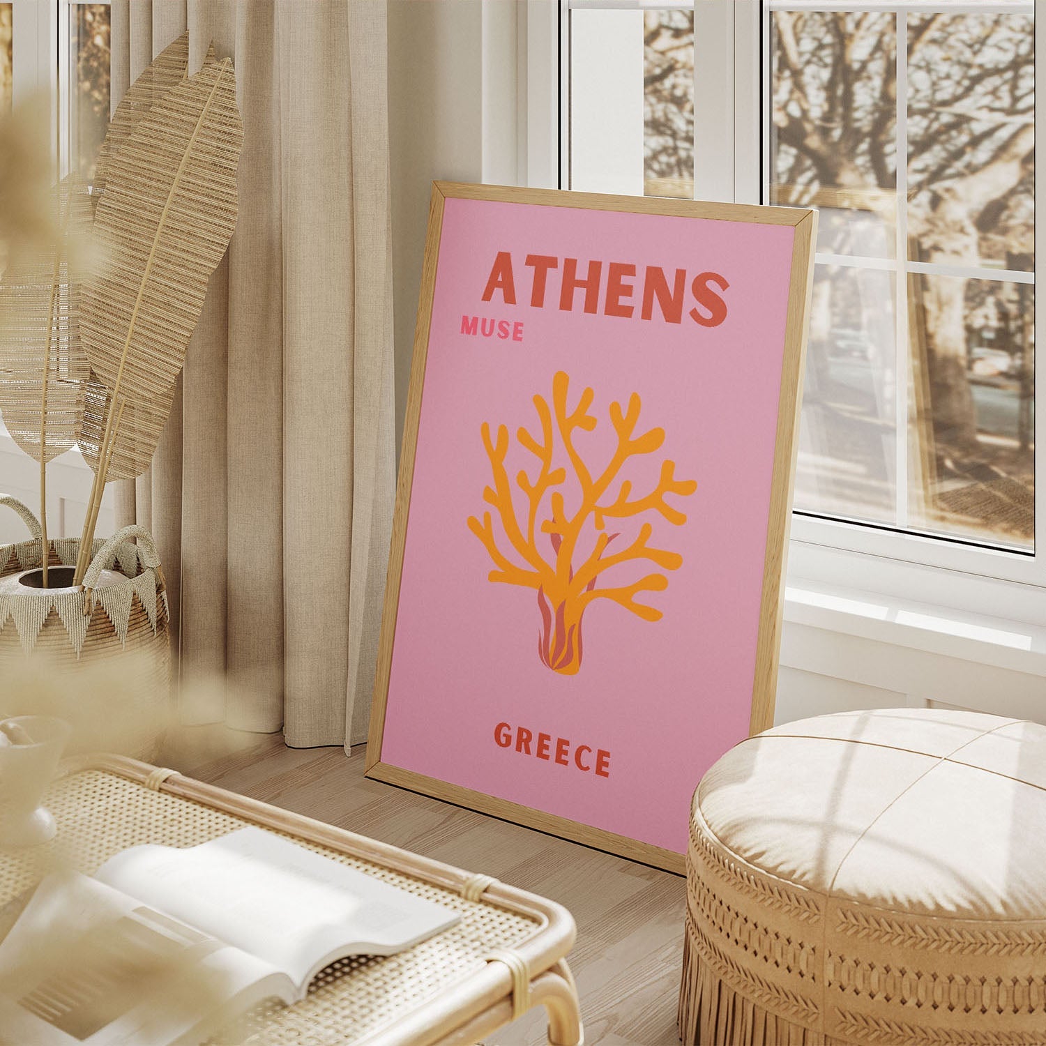 Wes Co Gallery Poster Athens Muse Greece Colorful Travel 11 x 17" Home Goods - Travel Illustrations Edge to edge Art Print