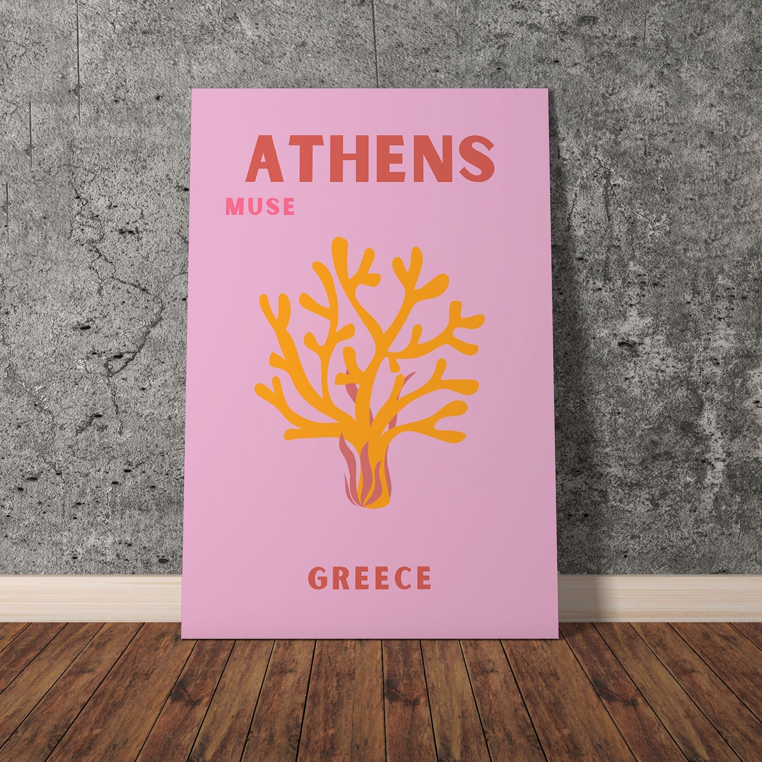 Wes Co Gallery Poster Athens Muse Greece Colorful Travel 11 x 17" Home Goods - Travel Illustrations Edge to edge Art Print