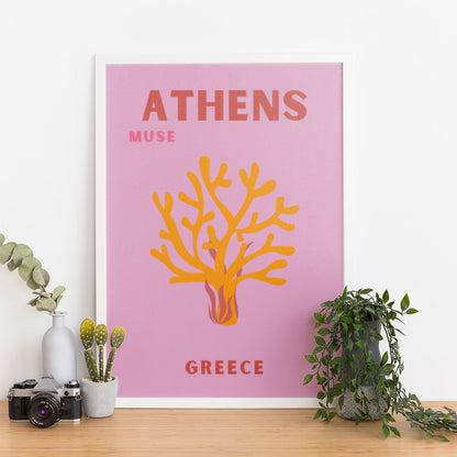 Wes Co Gallery Poster Athens Muse Greece Colorful Travel 12 x 16" Home Goods - Travel Illustrations Edge to edge Art Print