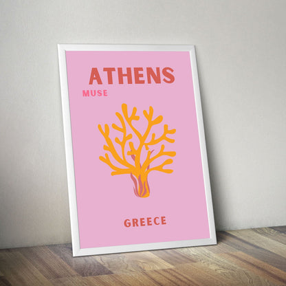 Wes Co Gallery Poster Athens Muse Greece Colorful Travel 16 x 20" Home Goods - Travel Illustrations Edge to edge Art Print