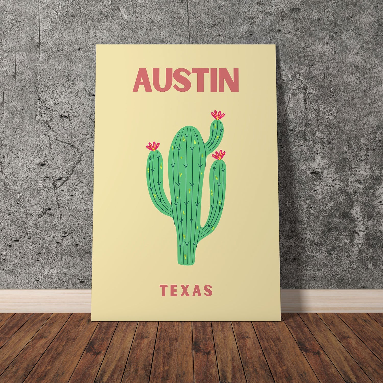 Wes Co Gallery Poster Austin Texas Colorful Travel 11 x 17" Home Goods - Travel Illustrations Edge to edge Art Print