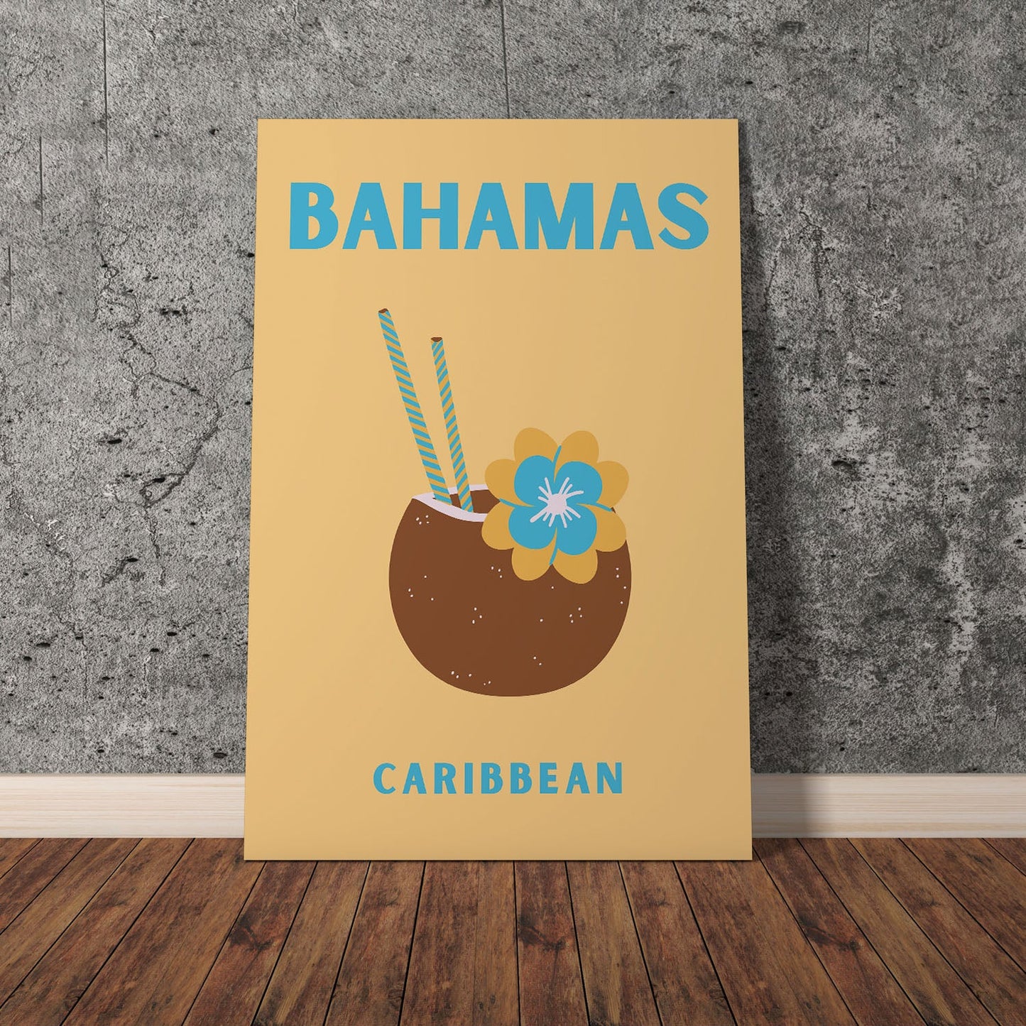 Wes Co Gallery Poster Bahamas Caribbean Colorful Travel 11 x 17" Home Goods - Travel Illustrations Edge to edge Art Print