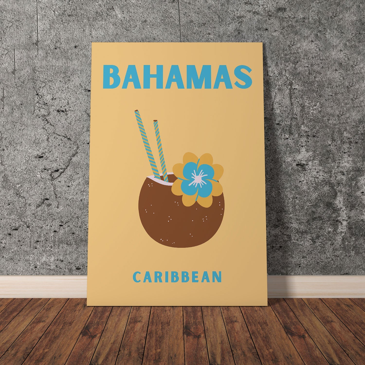 Wes Co Gallery Poster Bahamas Caribbean Colorful Travel 11 x 17" Home Goods - Travel Illustrations Edge to edge Art Print