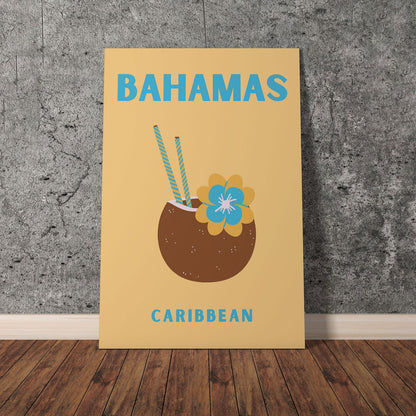 Wes Co Gallery Poster Bahamas Caribbean Colorful Travel 11 x 17" Home Goods - Travel Illustrations Edge to edge Art Print