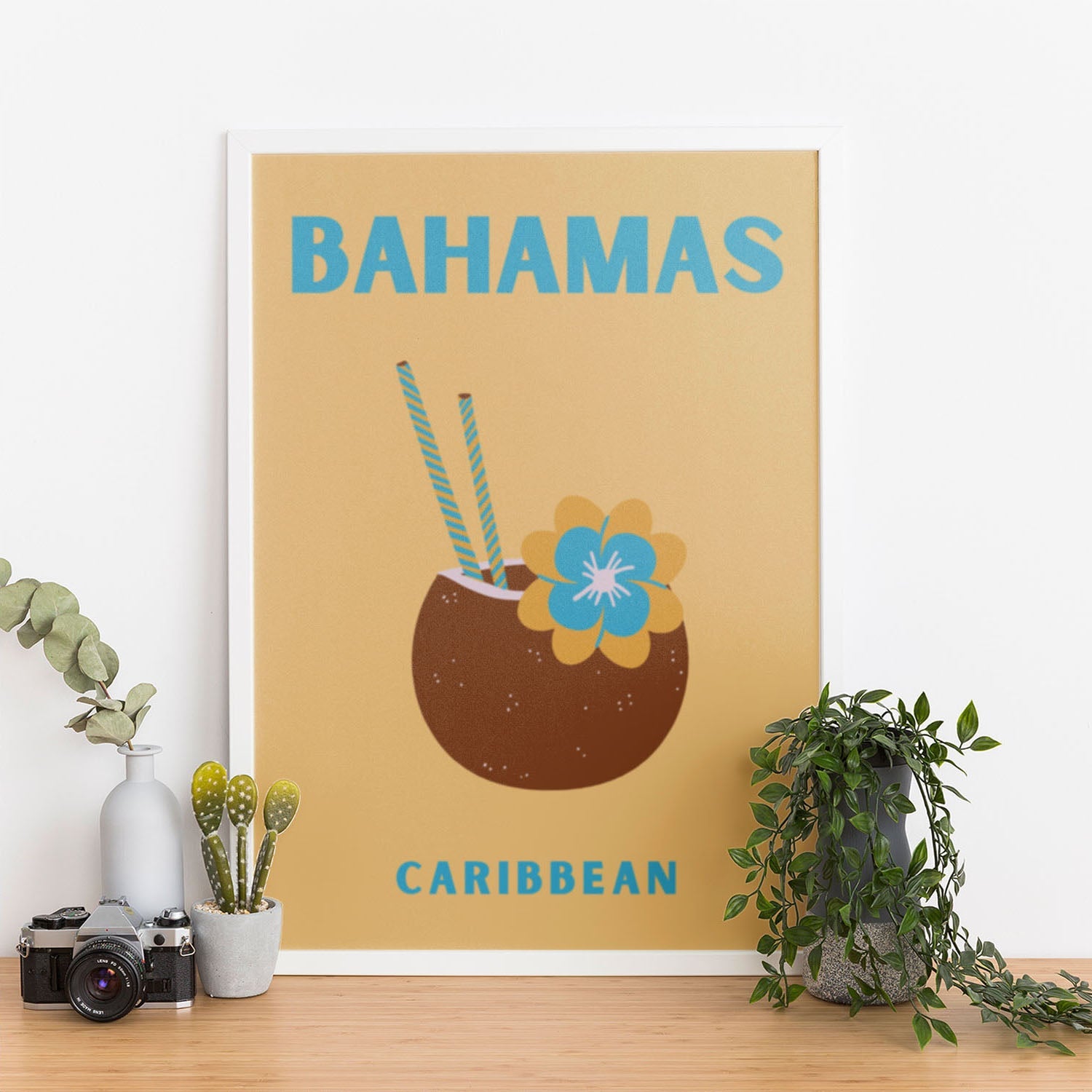Wes Co Gallery Poster Bahamas Caribbean Colorful Travel 12 x 16" Home Goods - Travel Illustrations Edge to edge Art Print