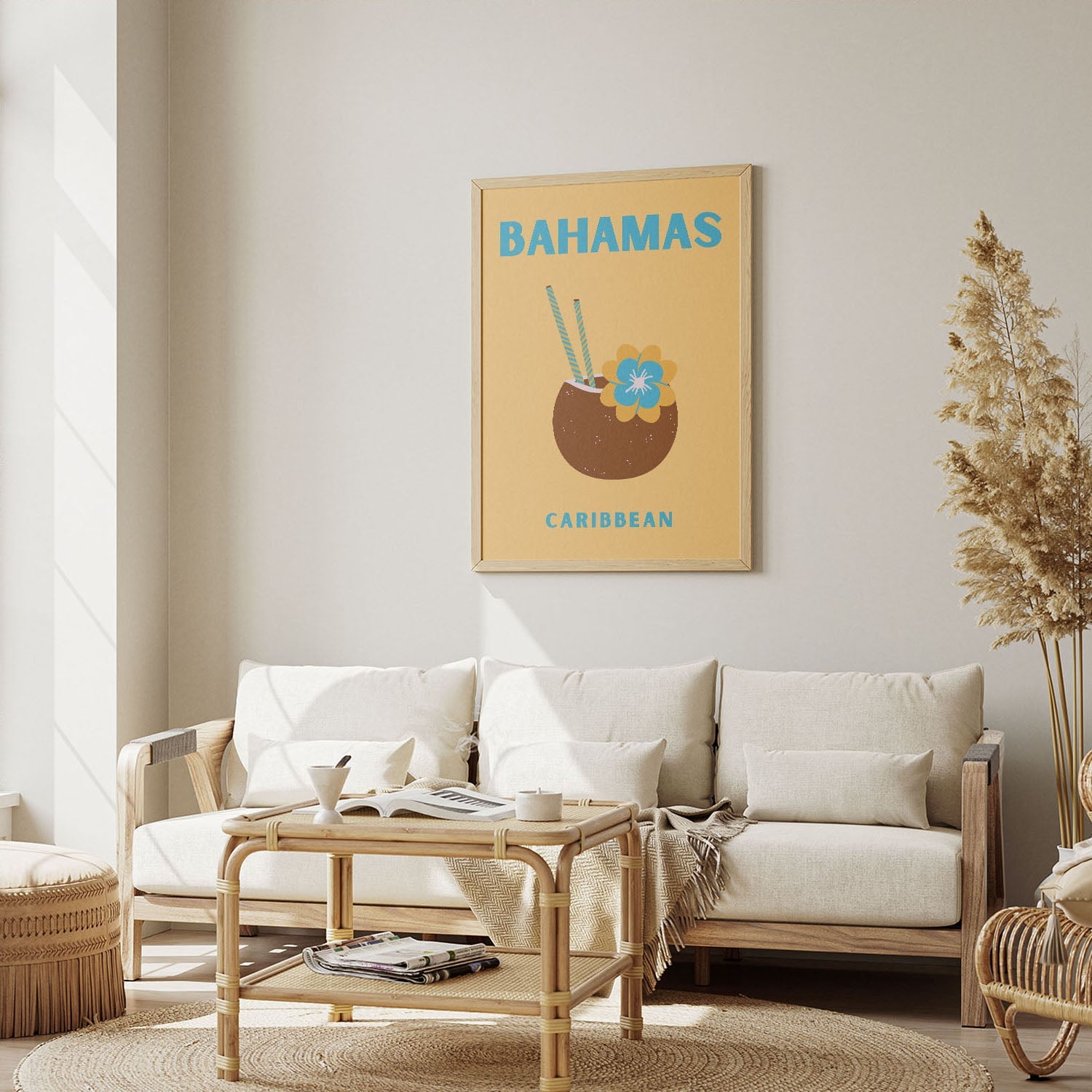 Wes Co Gallery Poster Bahamas Caribbean Colorful Travel 12 x 16" Home Goods - Travel Illustrations Edge to edge Art Print