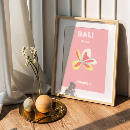 Wes Co Gallery Poster Bali Bliss Indonesia Colorful Travel 5 x 7" Home Goods - Travel Illustrations Edge to edge Art Print