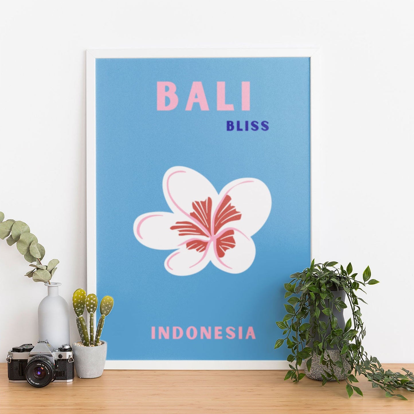 Wes Co Gallery Poster Bali Indonesia Blue Colorful Travel 12 x 16" Home Goods - Travel Illustrations Edge to edge Art Print