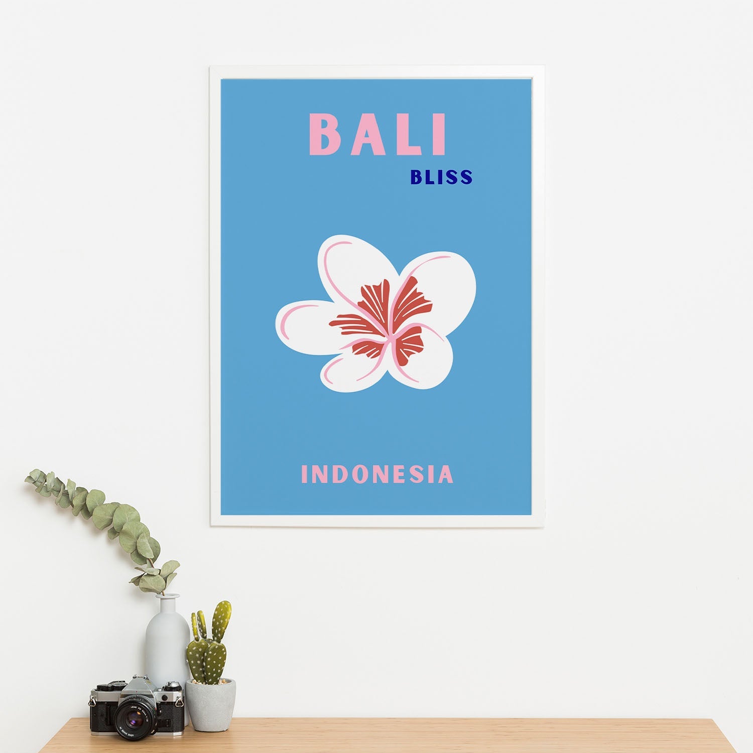 Wes Co Gallery Poster Bali Indonesia Blue Colorful Travel 16 x 20" Home Goods - Travel Illustrations Edge to edge Art Print