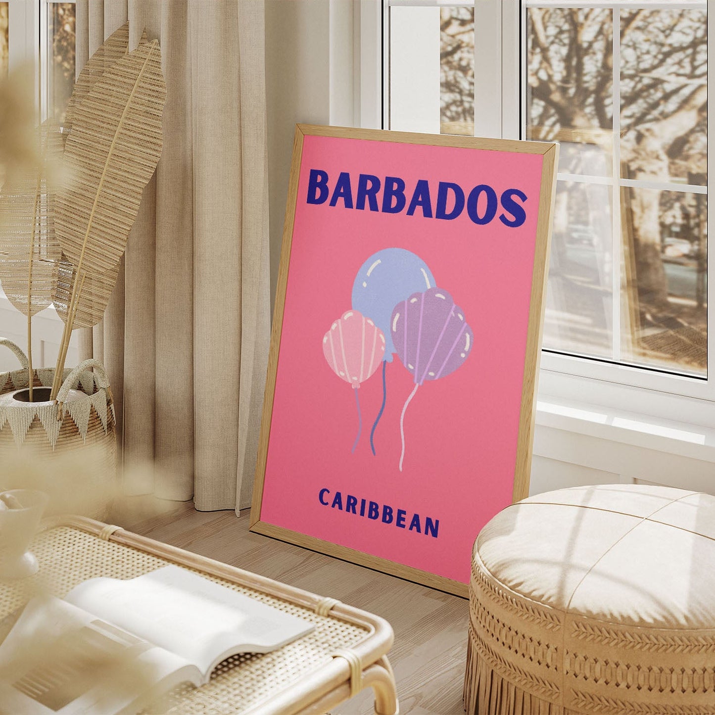 Wes Co Gallery Poster Barbados Caribbean Colorful Travel 11 x 17" Home Goods - Travel Illustrations Edge to edge Art Print