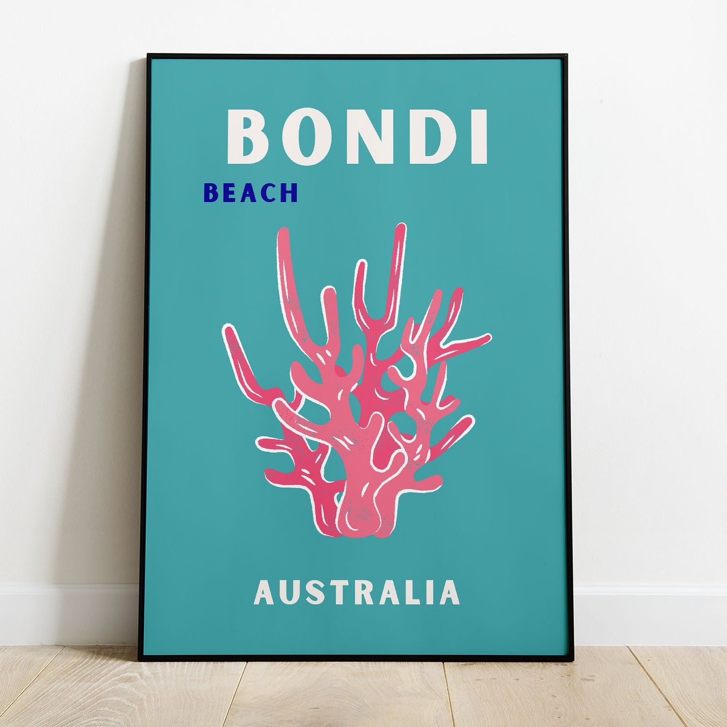 Wes Co Gallery Poster Bondi Beach Blue Australia Colorful Travel 8 x 10" Home Goods - Travel Illustrations Edge to edge Art Print