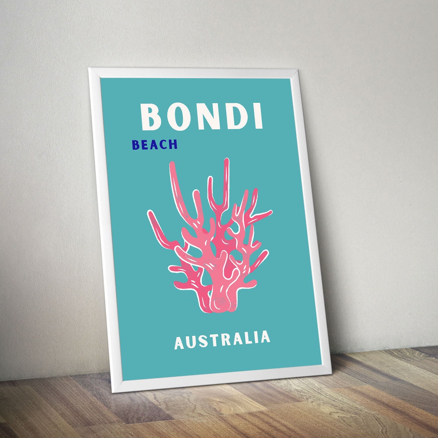 Wes Co Gallery Poster Bondi Beach Blue Australia Colorful Travel 16 x 20" Home Goods - Travel Illustrations Edge to edge Art Print