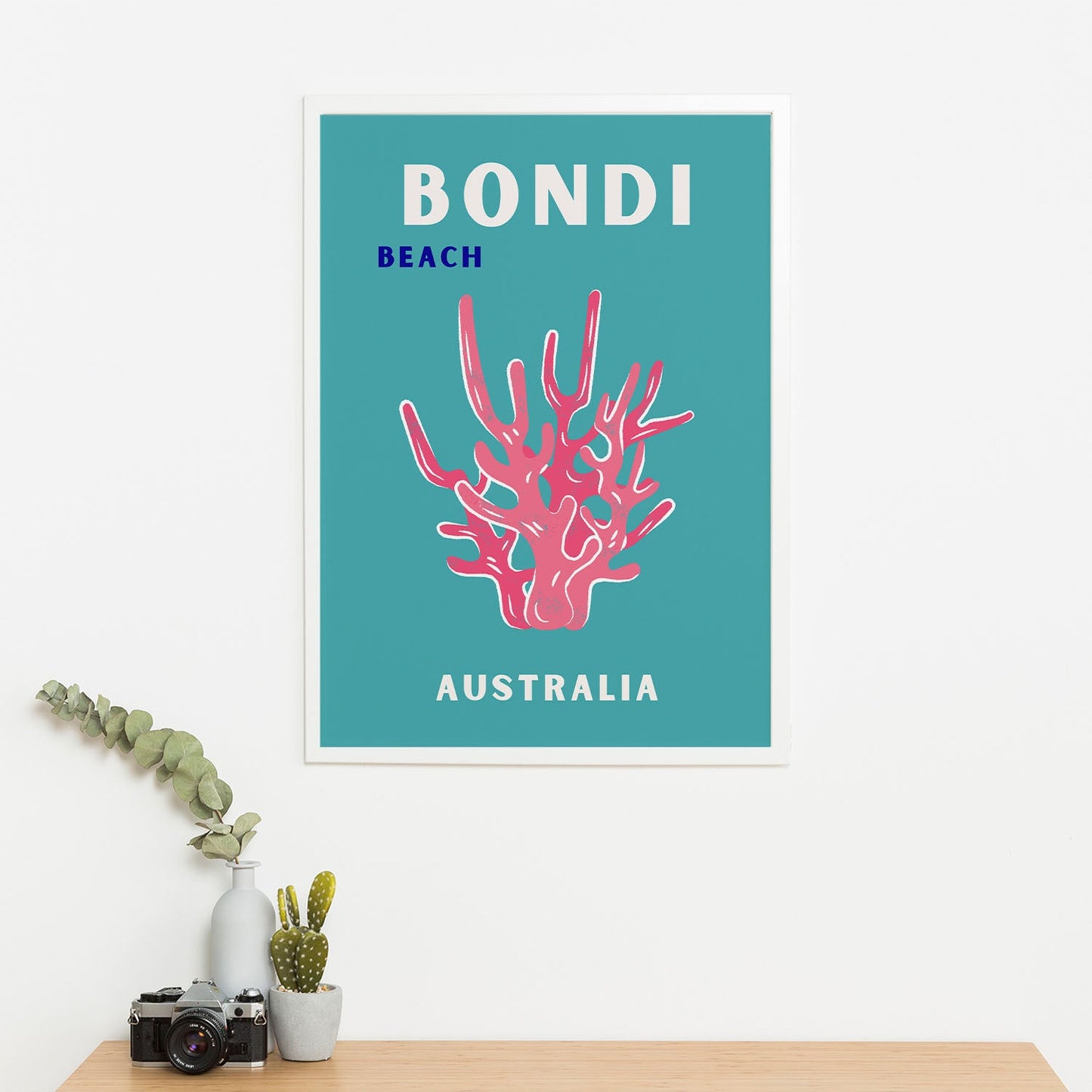 Wes Co Gallery Poster Bondi Beach Blue Australia Colorful Travel 16 x 20" Home Goods - Travel Illustrations Edge to edge Art Print