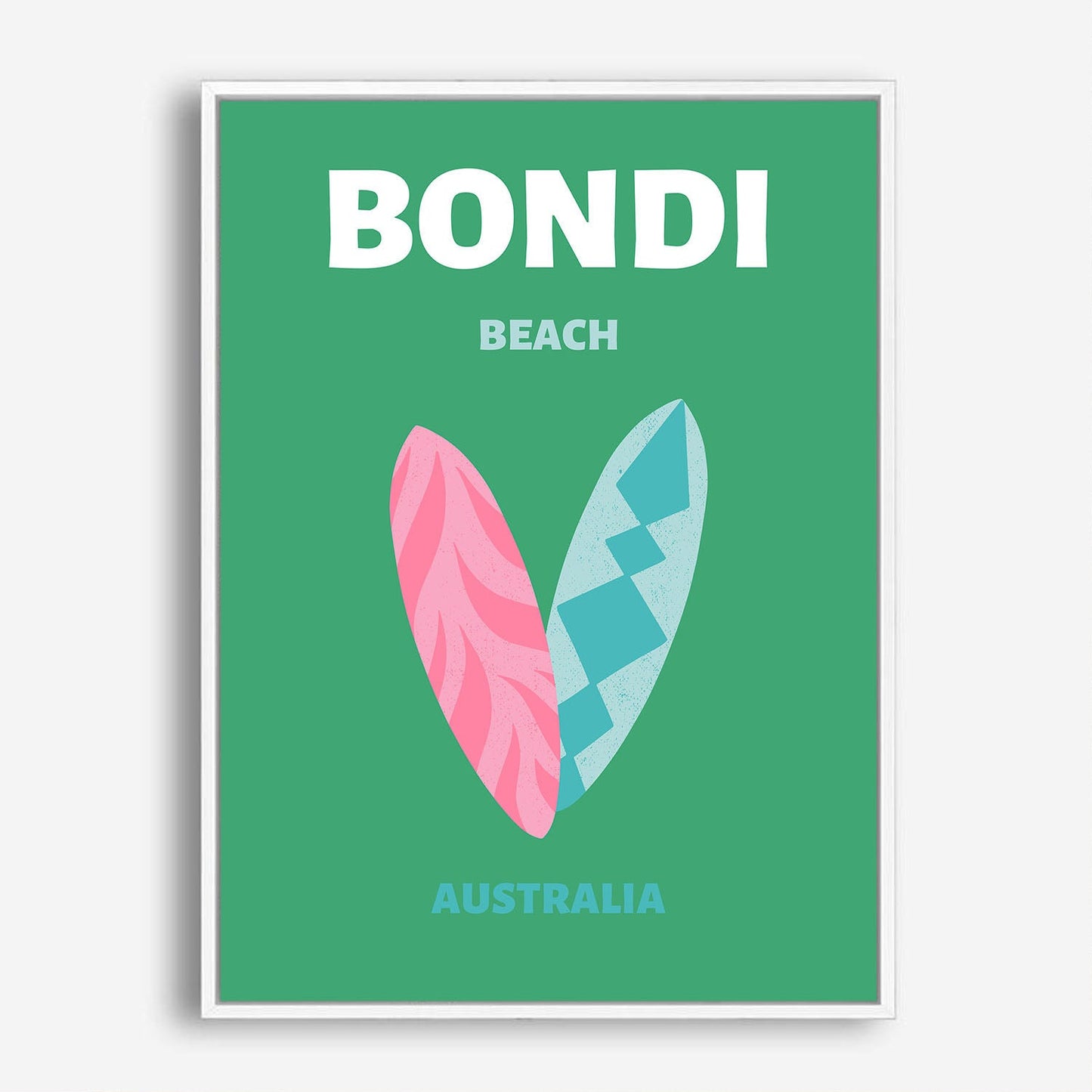 Wes Co Gallery Poster Bondi Beach Green Australia Colorful Travel 5 x 7" Home Goods - Travel Illustrations Edge to edge Art Print