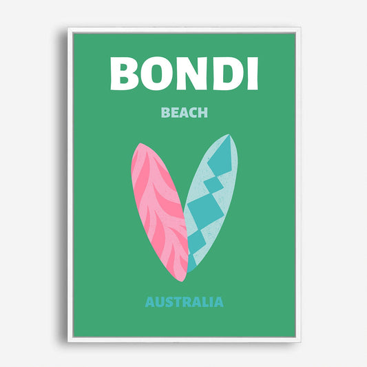 Wes Co Gallery Poster Bondi Beach Green Australia Colorful Travel 5 x 7" Home Goods - Travel Illustrations Edge to edge Art Print