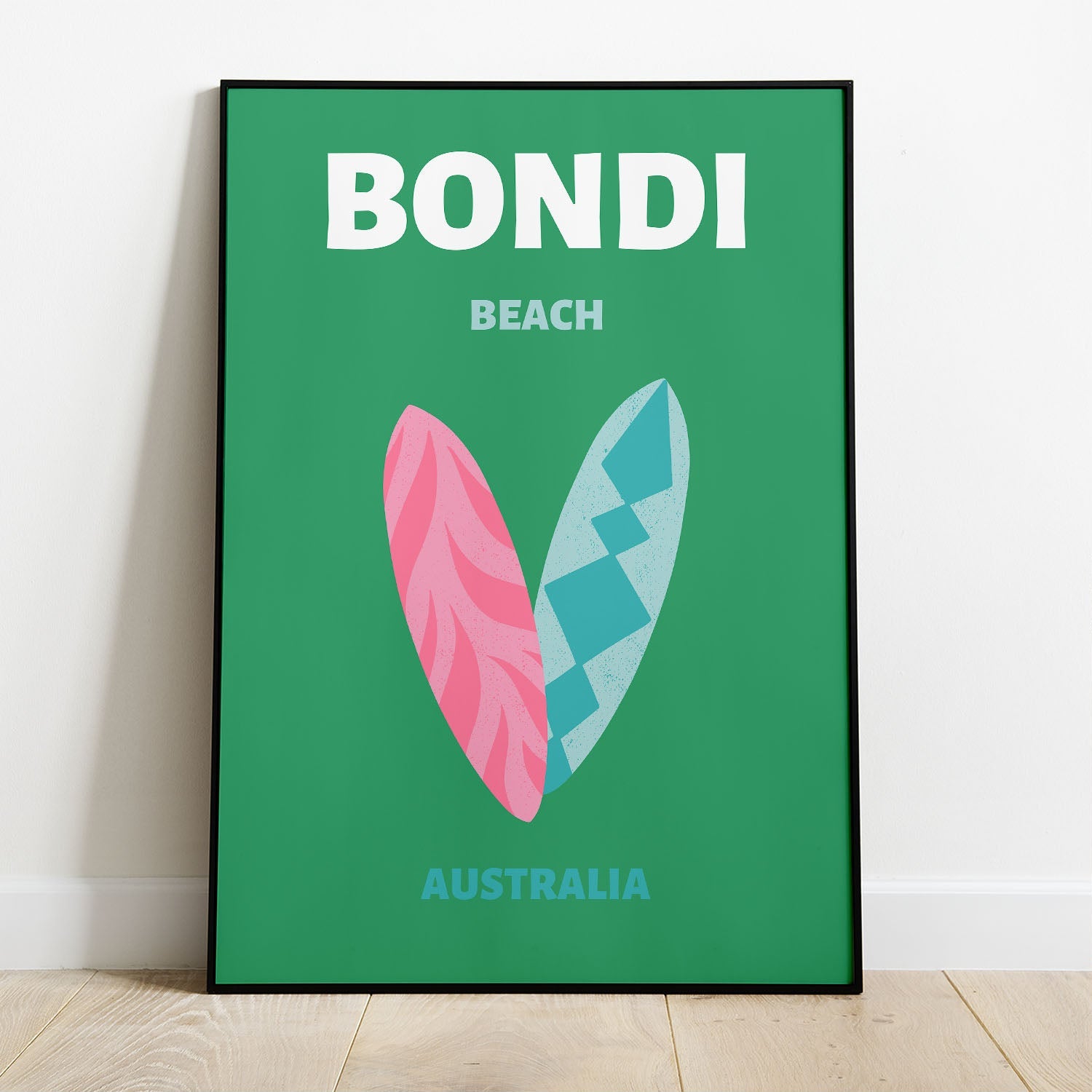 Wes Co Gallery Poster Bondi Beach Green Australia Colorful Travel 8 x 10" Home Goods - Travel Illustrations Edge to edge Art Print