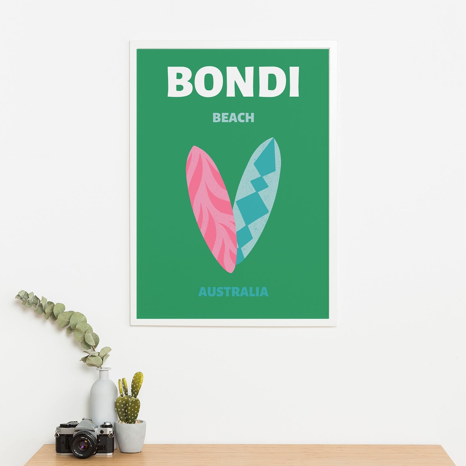 Wes Co Gallery Poster Bondi Beach Green Australia Colorful Travel 16 x 20" Home Goods - Travel Illustrations Edge to edge Art Print