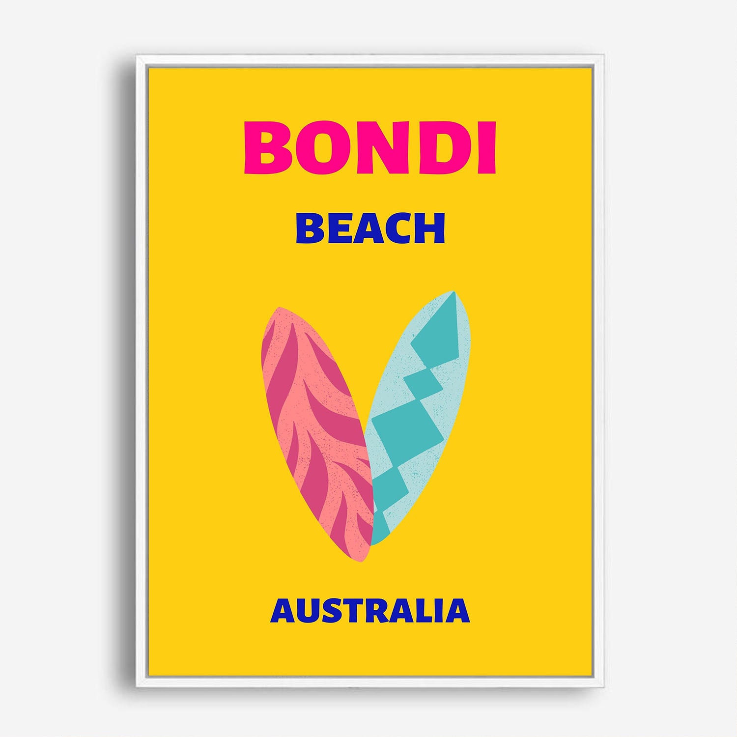 Wes Co Gallery Poster Bondi Beach Yellow Australia Colorful Travel 5 x 7" Home Goods - Travel Illustrations Edge to edge Art Print