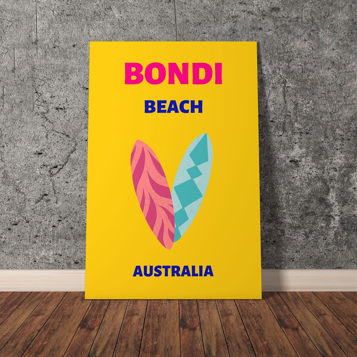 Wes Co Gallery Poster Bondi Beach Yellow Australia Colorful Travel 11 x 17" Home Goods - Travel Illustrations Edge to edge Art Print