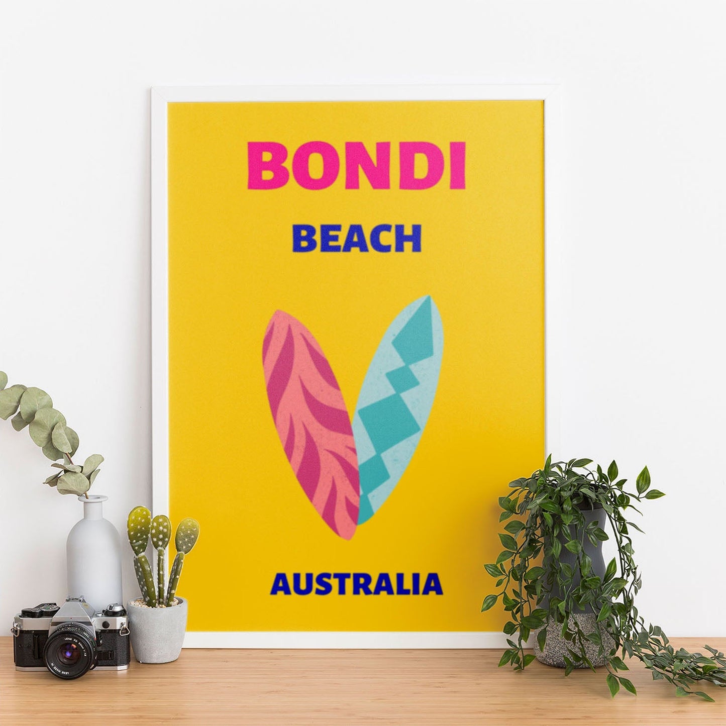 Wes Co Gallery Poster Bondi Beach Yellow Australia Colorful Travel 12 x 16" Home Goods - Travel Illustrations Edge to edge Art Print