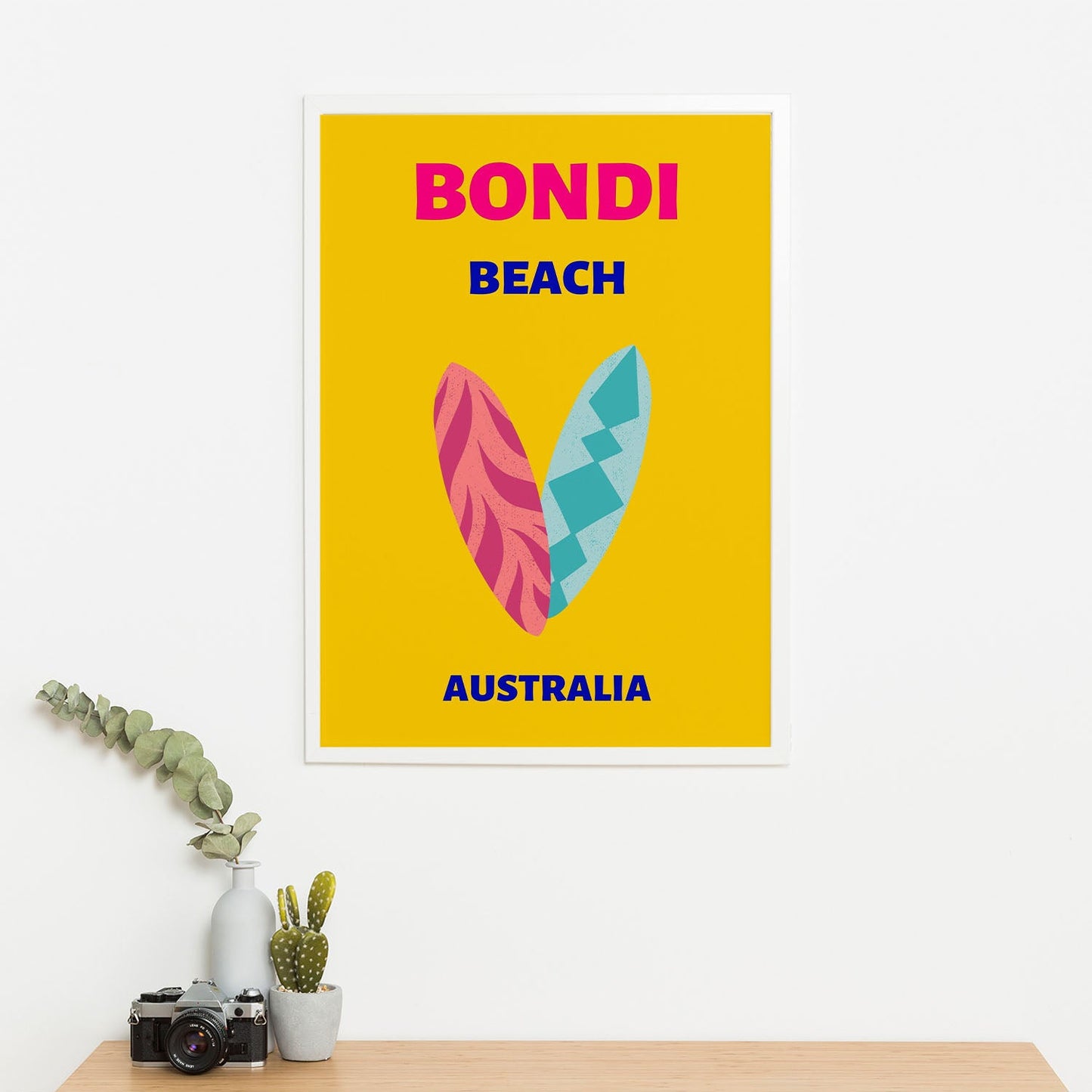 Wes Co Gallery Poster Bondi Beach Yellow Australia Colorful Travel 16 x 20" Home Goods - Travel Illustrations Edge to edge Art Print