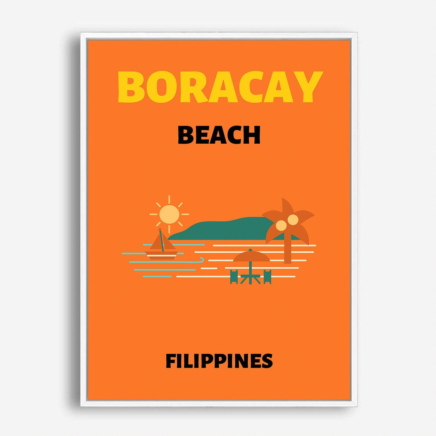 Wes Co Gallery Poster Boracay Beach Colorful Travel 5 x 7" Home Goods - Travel Illustrations Edge to edge Art Print