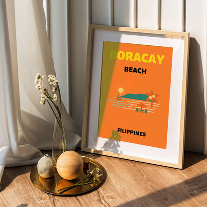 Wes Co Gallery Poster Boracay Beach Colorful Travel 5 x 7" Home Goods - Travel Illustrations Edge to edge Art Print