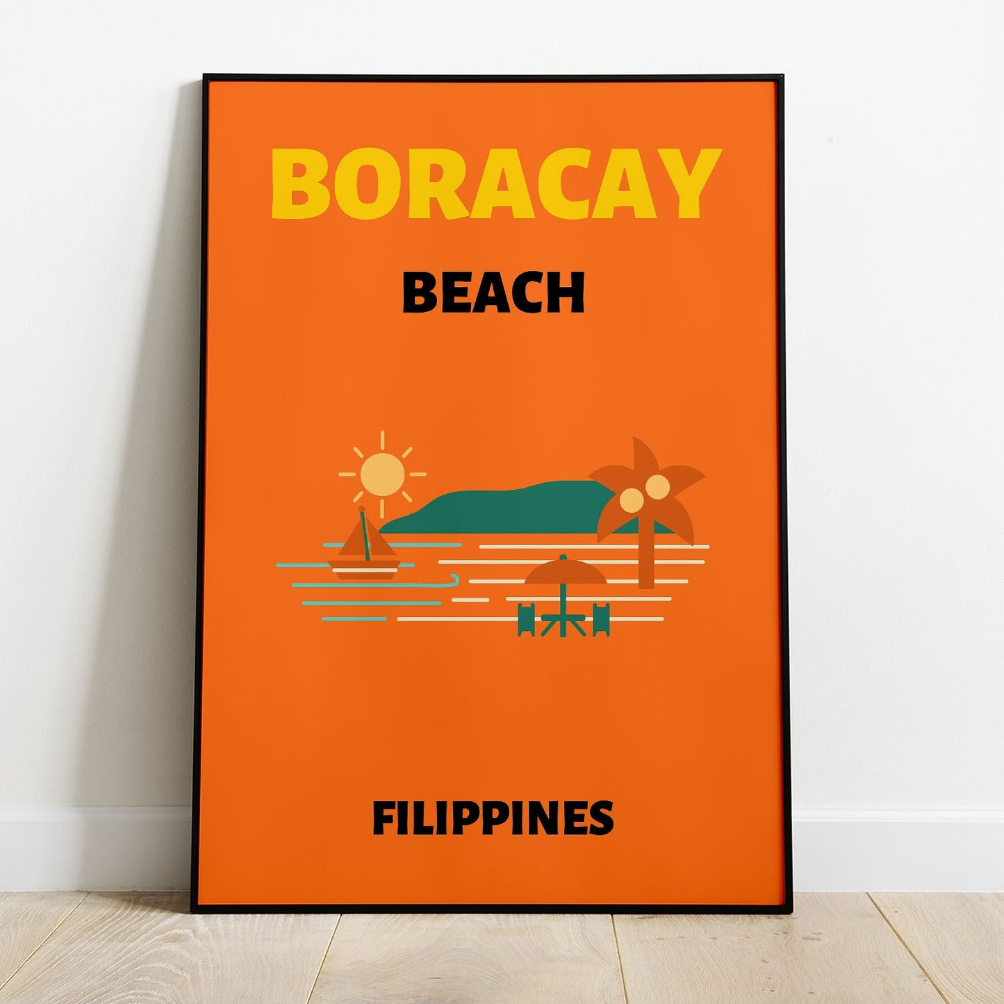 Wes Co Gallery Poster Boracay Beach Colorful Travel 8 x 10" Home Goods - Travel Illustrations Edge to edge Art Print