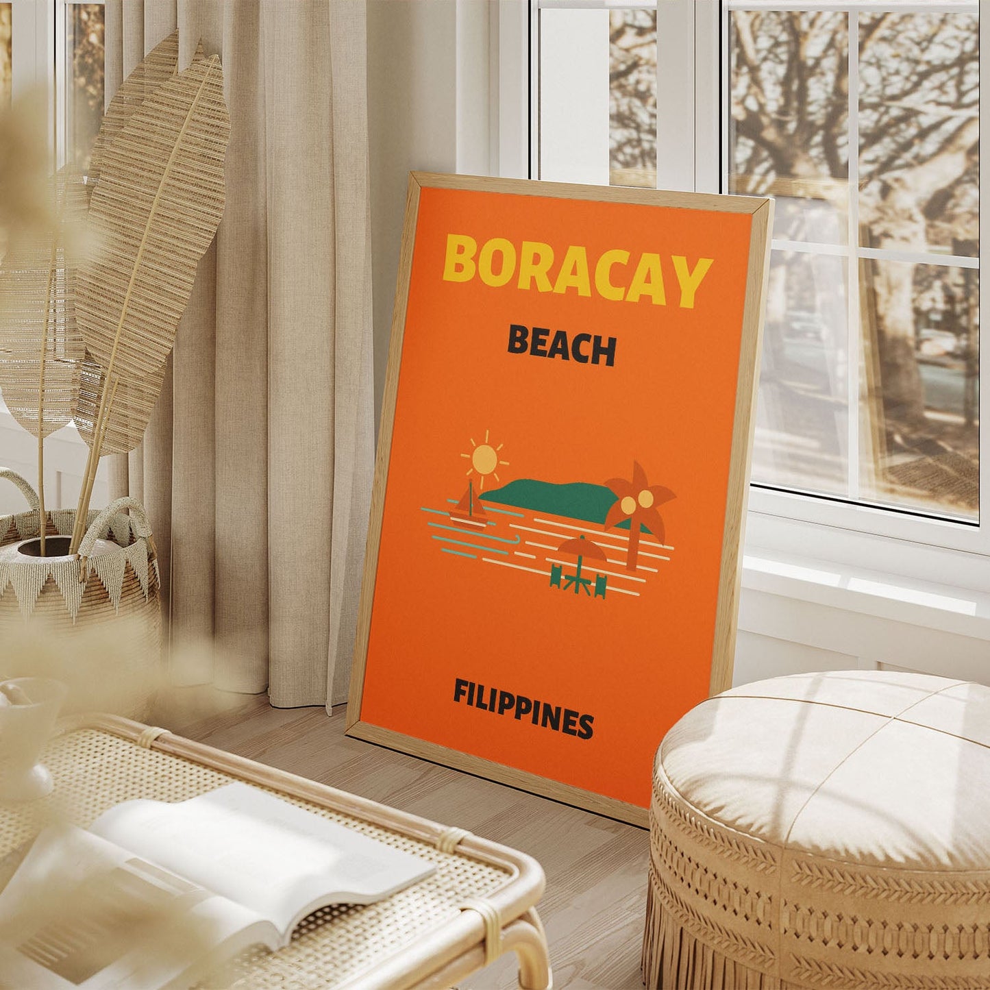 Wes Co Gallery Poster Boracay Beach Colorful Travel 11 x 17" Home Goods - Travel Illustrations Edge to edge Art Print