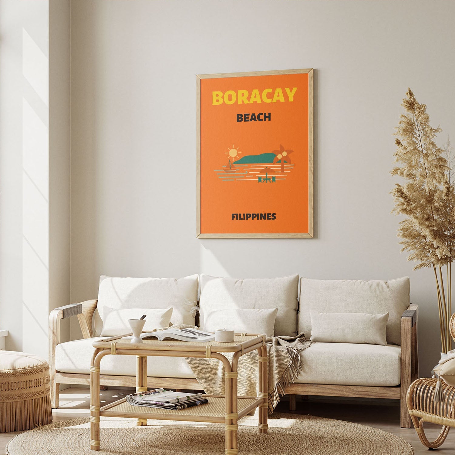 Wes Co Gallery Poster Boracay Beach Colorful Travel 12 x 16" Home Goods - Travel Illustrations Edge to edge Art Print