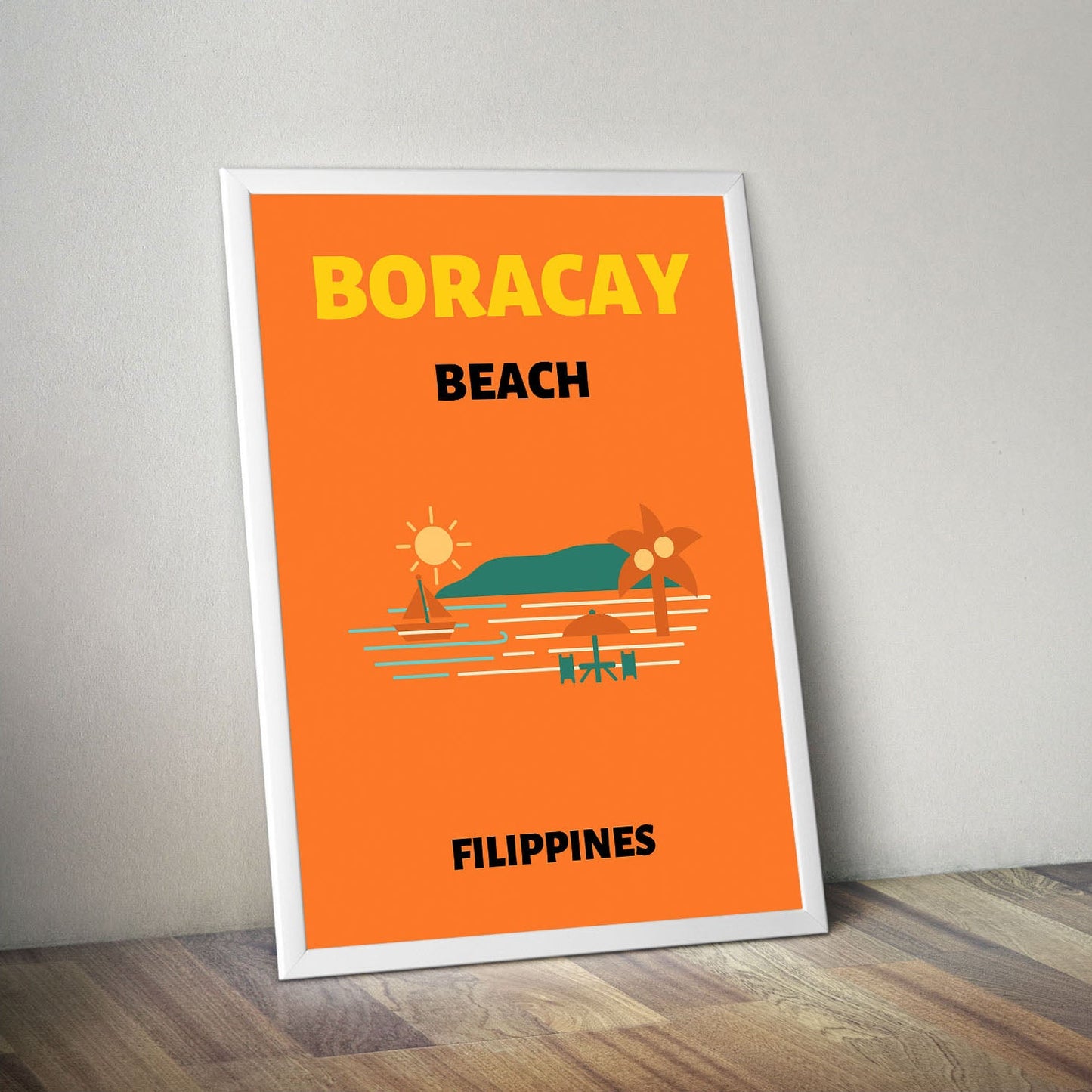 Wes Co Gallery Poster Boracay Beach Colorful Travel 16 x 20" Home Goods - Travel Illustrations Edge to edge Art Print