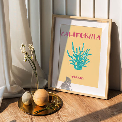 Wes Co Gallery Poster California Dreams Colorful Travel 5 x 7" Home Goods - Travel Illustrations Edge to edge Art Print