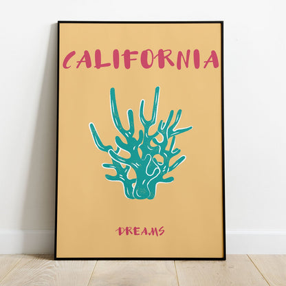 Wes Co Gallery Poster California Dreams Colorful Travel 8 x 10" Home Goods - Travel Illustrations Edge to edge Art Print