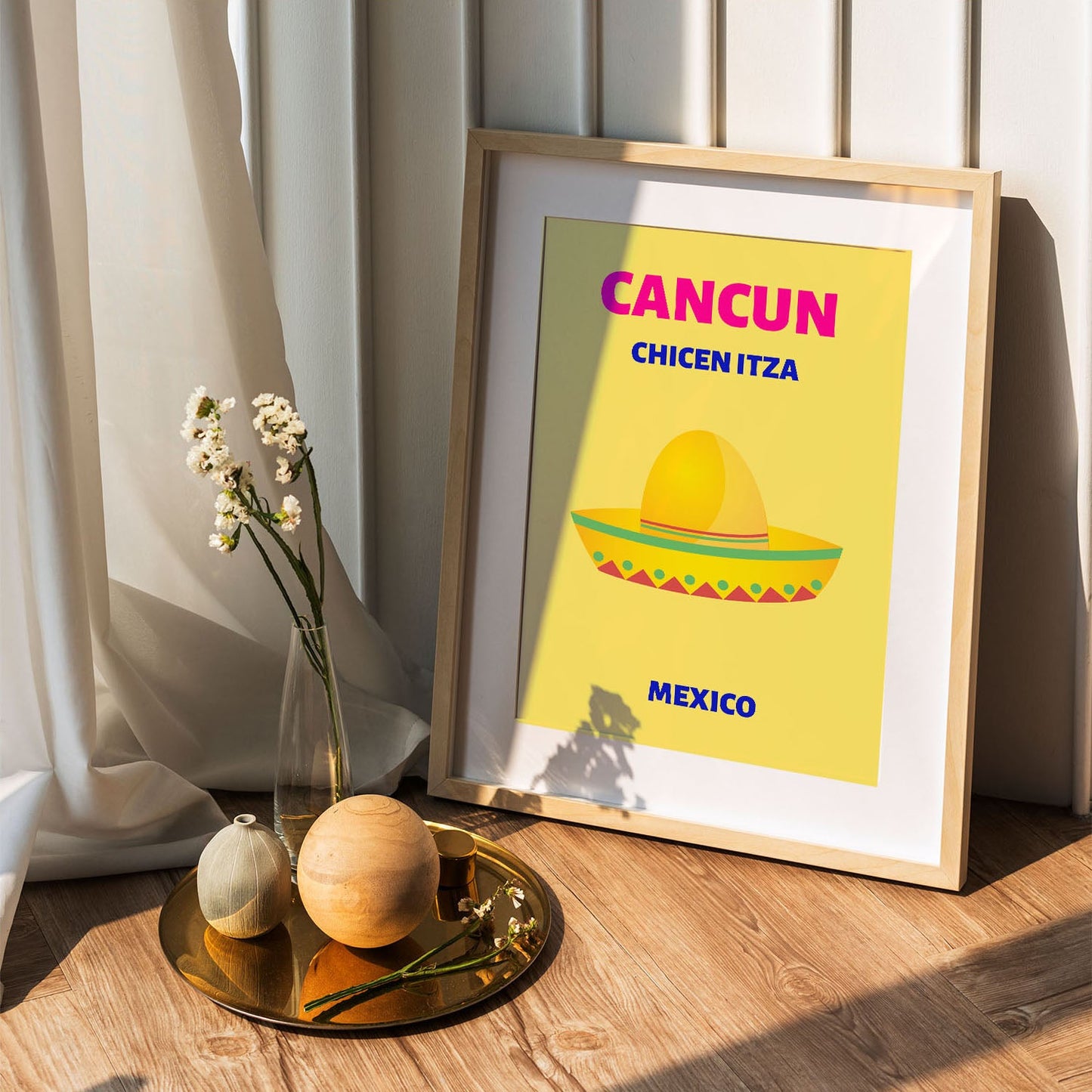 Wes Co Gallery Poster Cancun Mexico Colorful Travel 5 x 7" Home Goods - Travel Illustrations Edge to edge Art Print