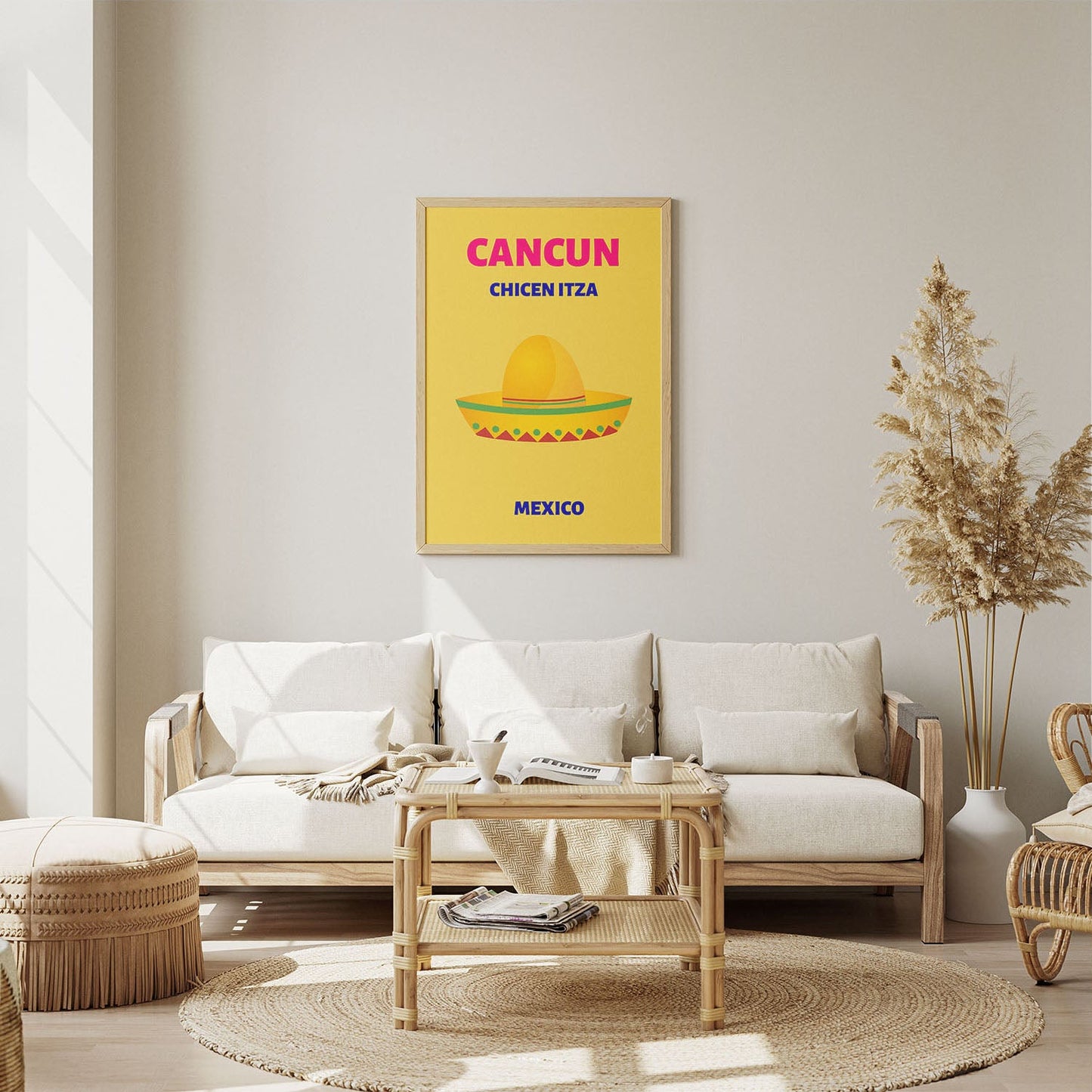 Wes Co Gallery Poster Cancun Mexico Colorful Travel 8 x 10" Home Goods - Travel Illustrations Edge to edge Art Print