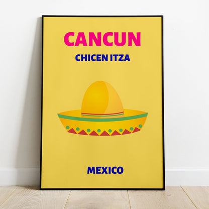 Wes Co Gallery Poster Cancun Mexico Colorful Travel 8 x 10" Home Goods - Travel Illustrations Edge to edge Art Print