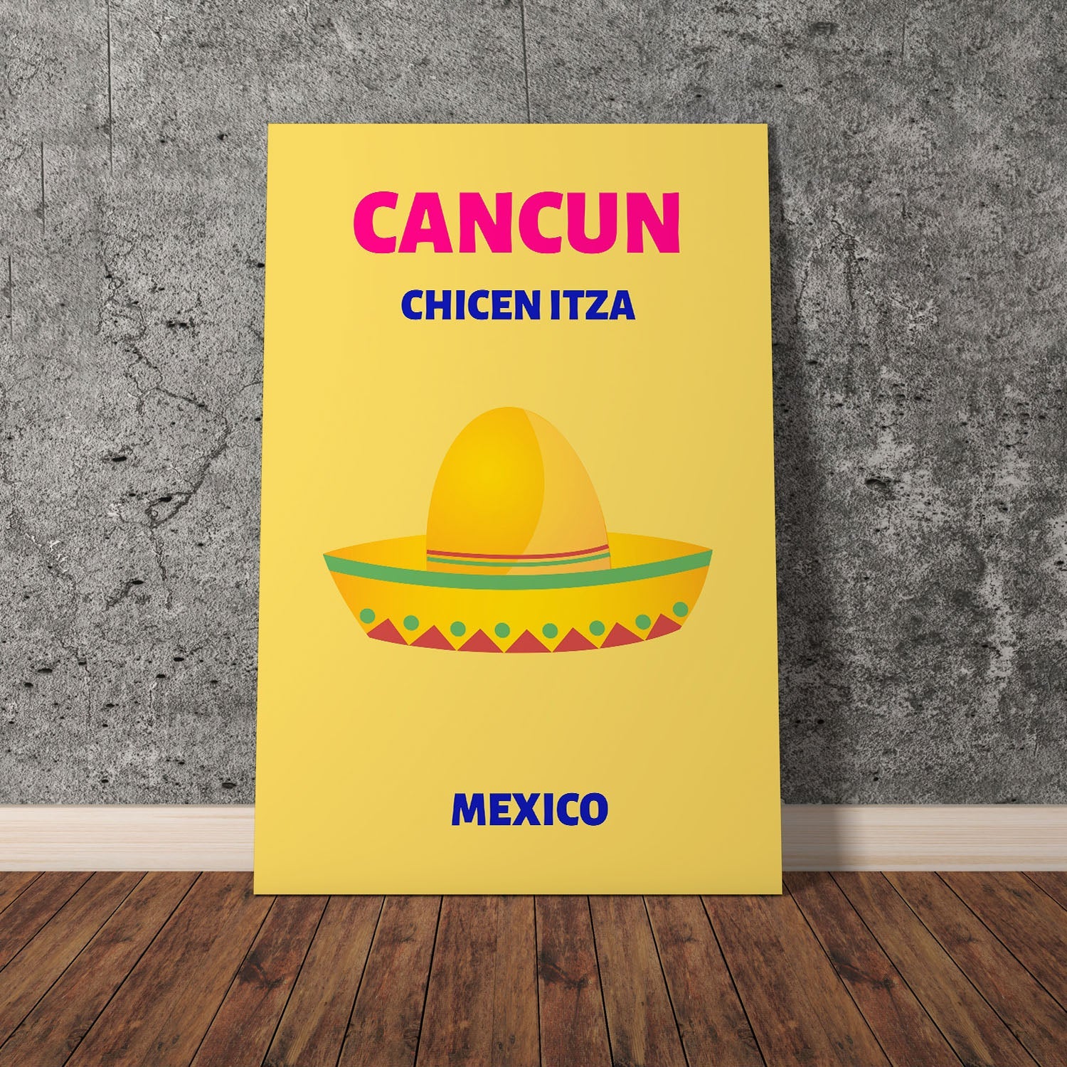 Wes Co Gallery Poster Cancun Mexico Colorful Travel 11 x 17" Home Goods - Travel Illustrations Edge to edge Art Print