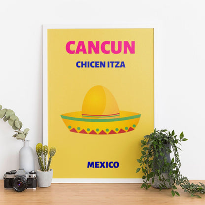 Wes Co Gallery Poster Cancun Mexico Colorful Travel 12 x 16" Home Goods - Travel Illustrations Edge to edge Art Print