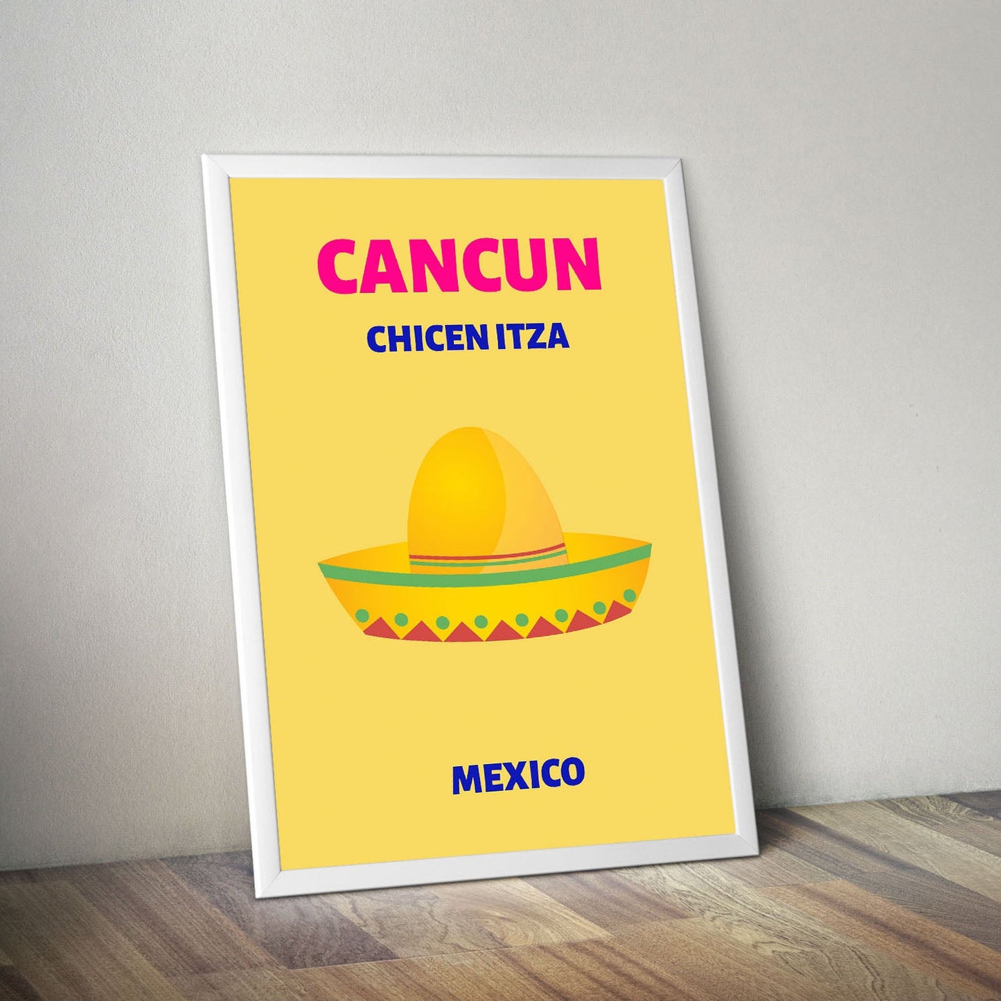 Wes Co Gallery Poster Cancun Mexico Colorful Travel 16 x 20" Home Goods - Travel Illustrations Edge to edge Art Print