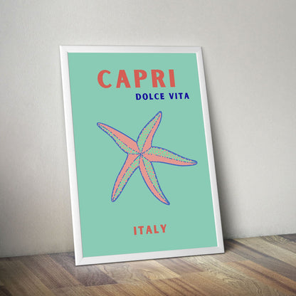 Wes Co Gallery Poster Capri Dolce Vita Green Italy Colorful Travel 16 x 20" Home Goods - Travel Illustrations Edge to edge Art Print