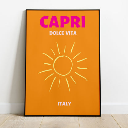 Wes Co Gallery Poster Capri Dolce Vita Italy Colorful Travel 8 x 10" Home Goods - Travel Illustrations Edge to edge Art Print