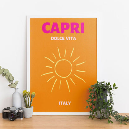 Wes Co Gallery Poster Capri Dolce Vita Italy Colorful Travel 12 x 16" Home Goods - Travel Illustrations Edge to edge Art Print