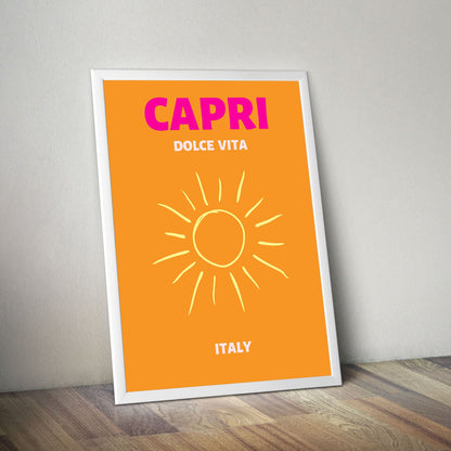 Wes Co Gallery Poster Capri Dolce Vita Italy Colorful Travel 16 x 20" Home Goods - Travel Illustrations Edge to edge Art Print