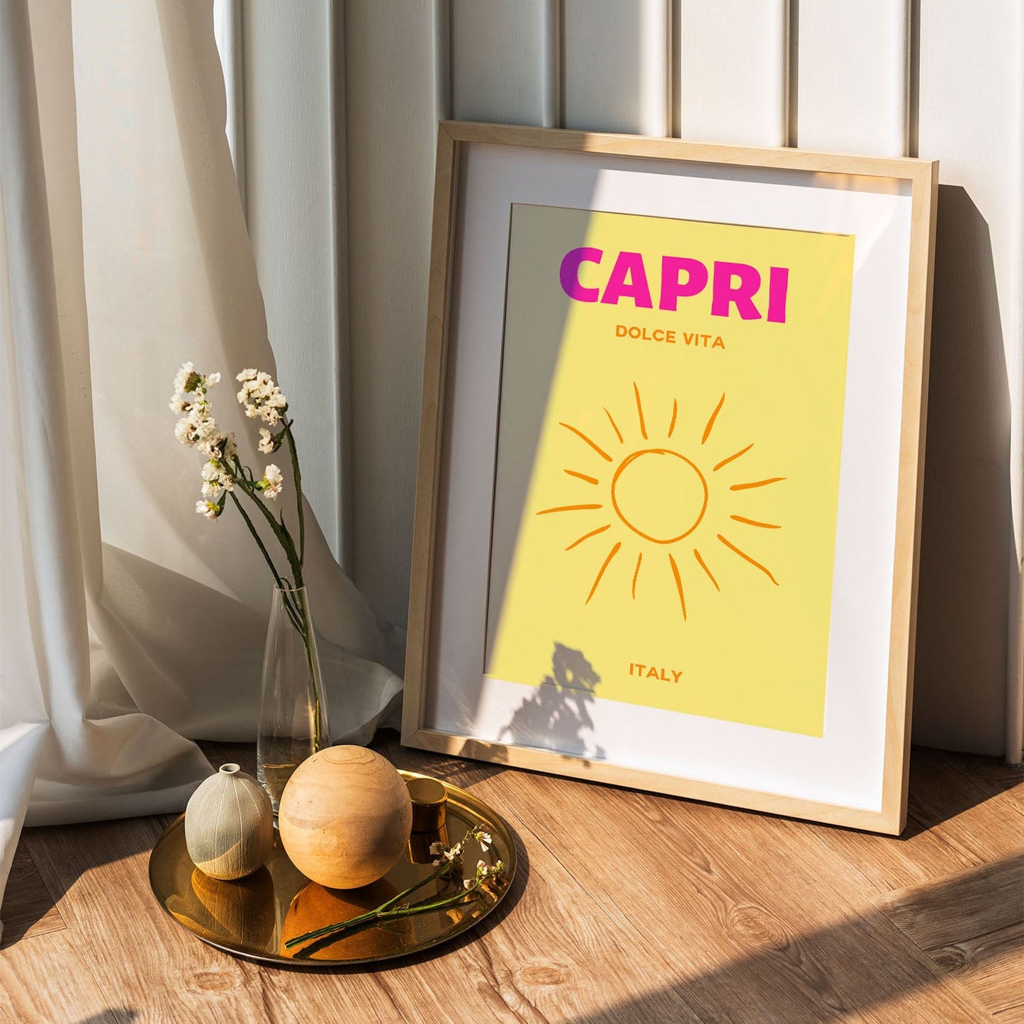 Wes Co Gallery Poster Capri Italy Colorful Travel 5 x 7" Home Goods - Travel Illustrations Edge to edge Art Print